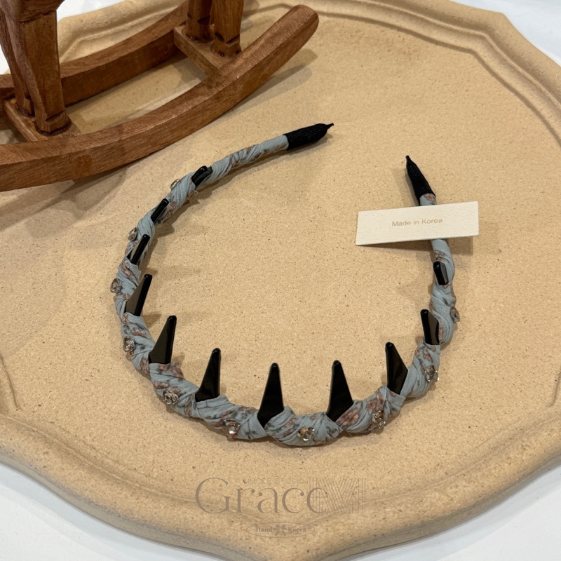 「碎花系列-丛蓝」韩国25春夏高颅顶发箍