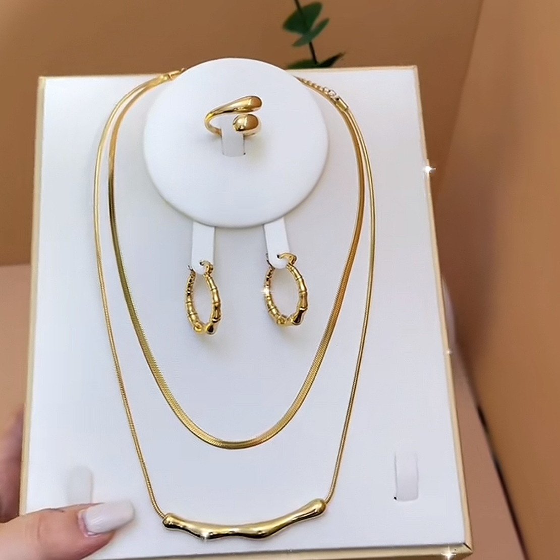 钛钢项链 Xyuer谢雨儿不规则双层链首饰套装