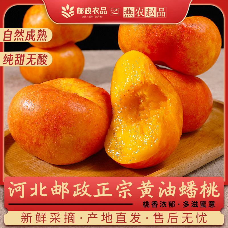 河北邮政正宗黄油蟠桃现摘现发水果彩虹蟠桃产地直发甜脆黄金油桃