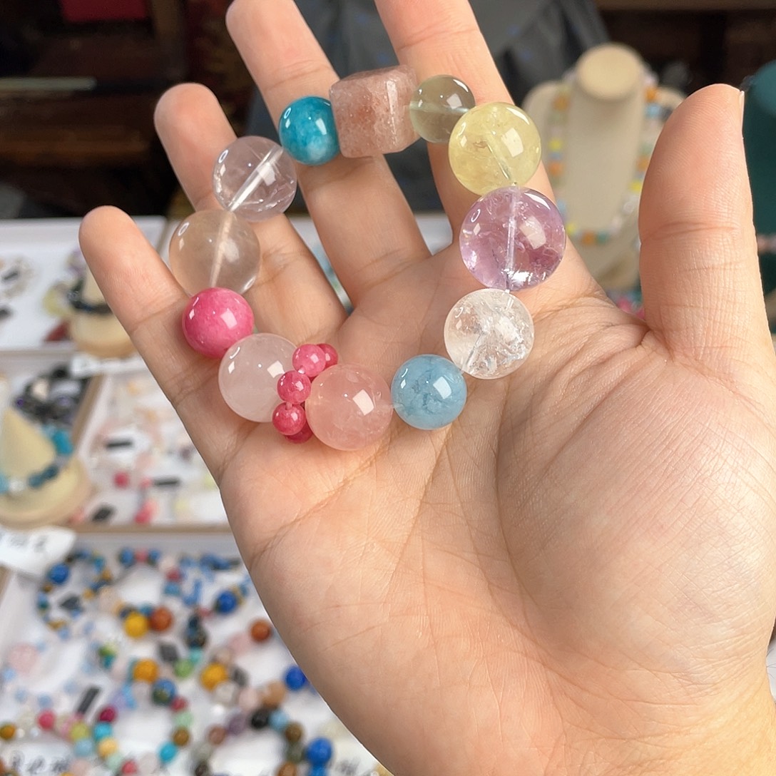 水晶手链银S925镀金镶嵌