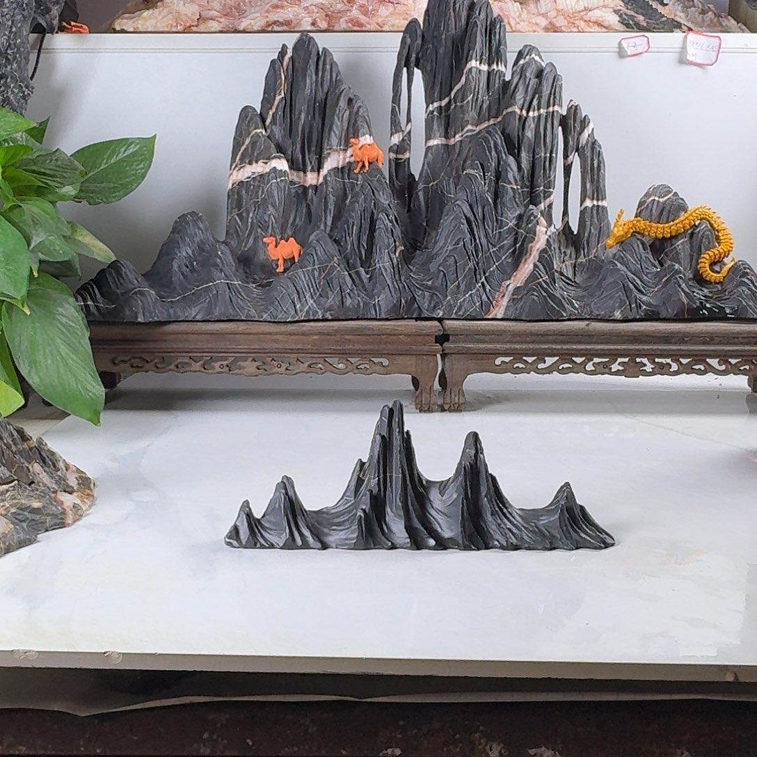 隐***曜山峰摆件鱼缸造景