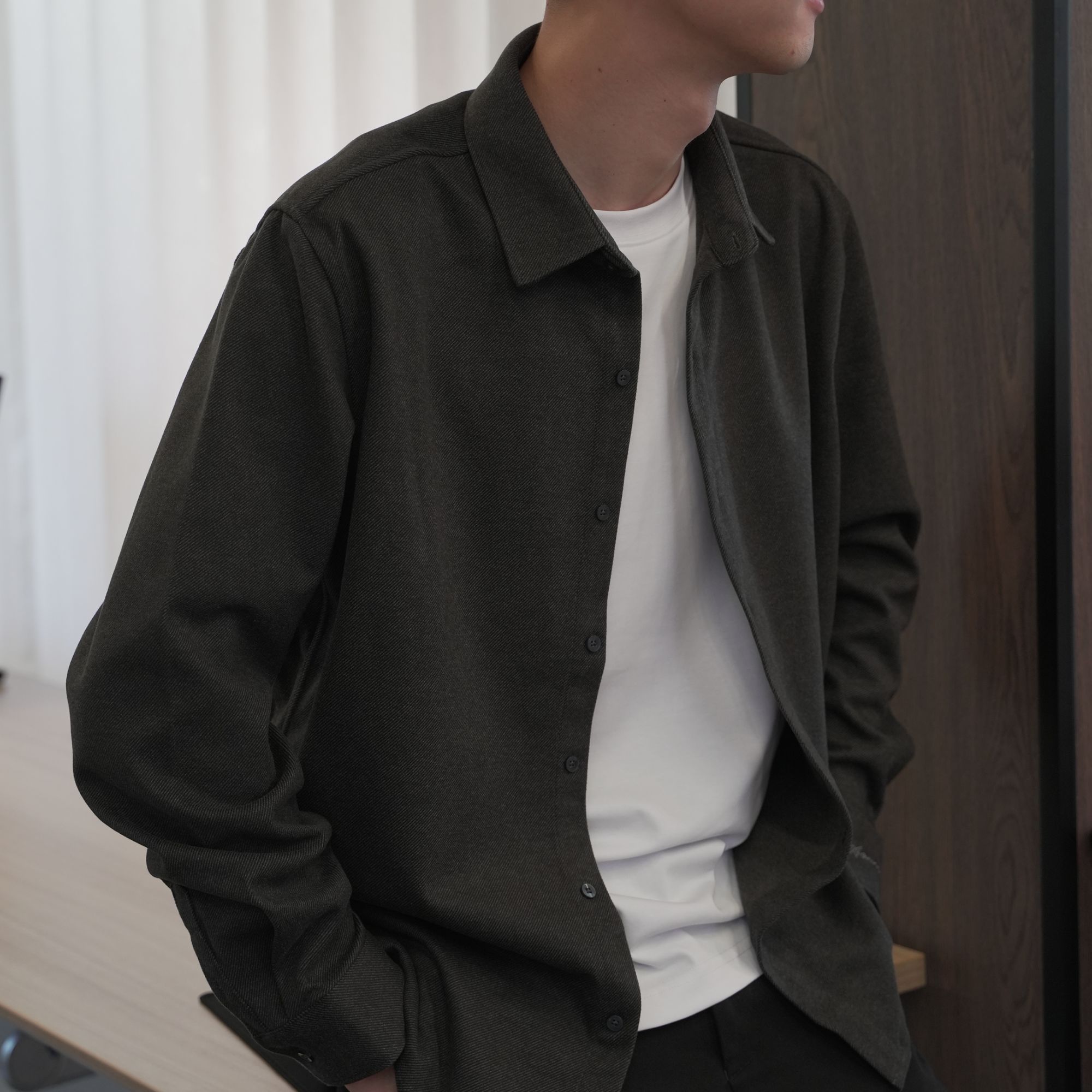 秋款长袖翻领男士衬衫保暖高级时尚经典百搭商务