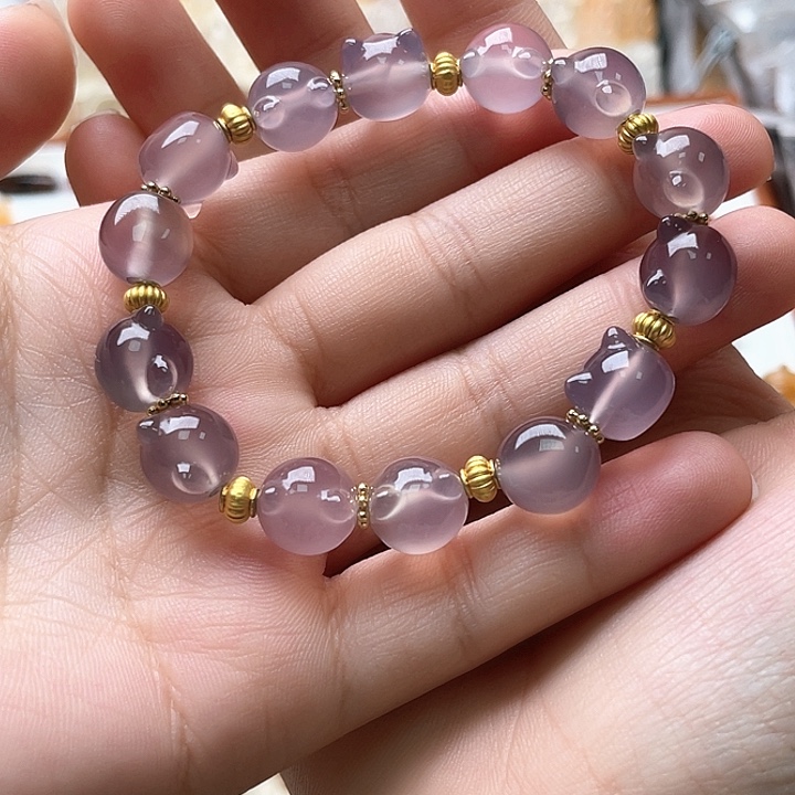 玛瑙/玉髓未镶嵌玛瑙猫头手串