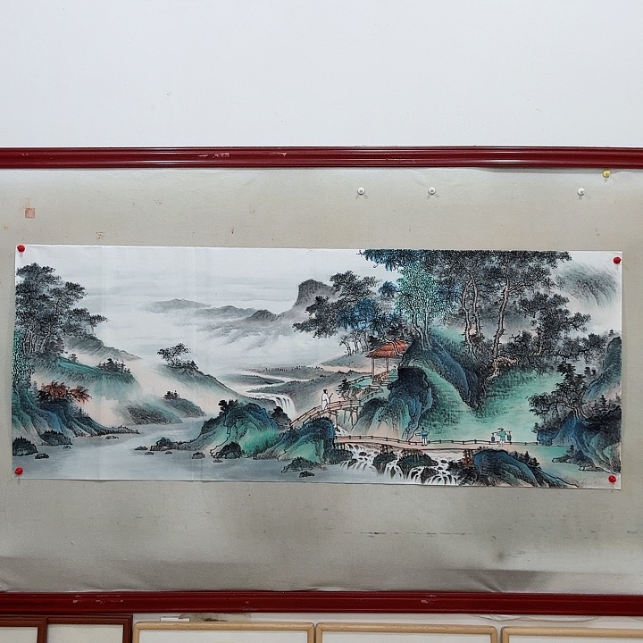 国画手绘作品松山访友图