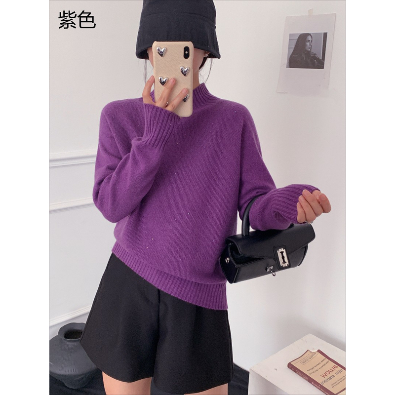 MSY羊毛衫彩片半高领韩版洋气气质时尚针织羊毛衫-8002