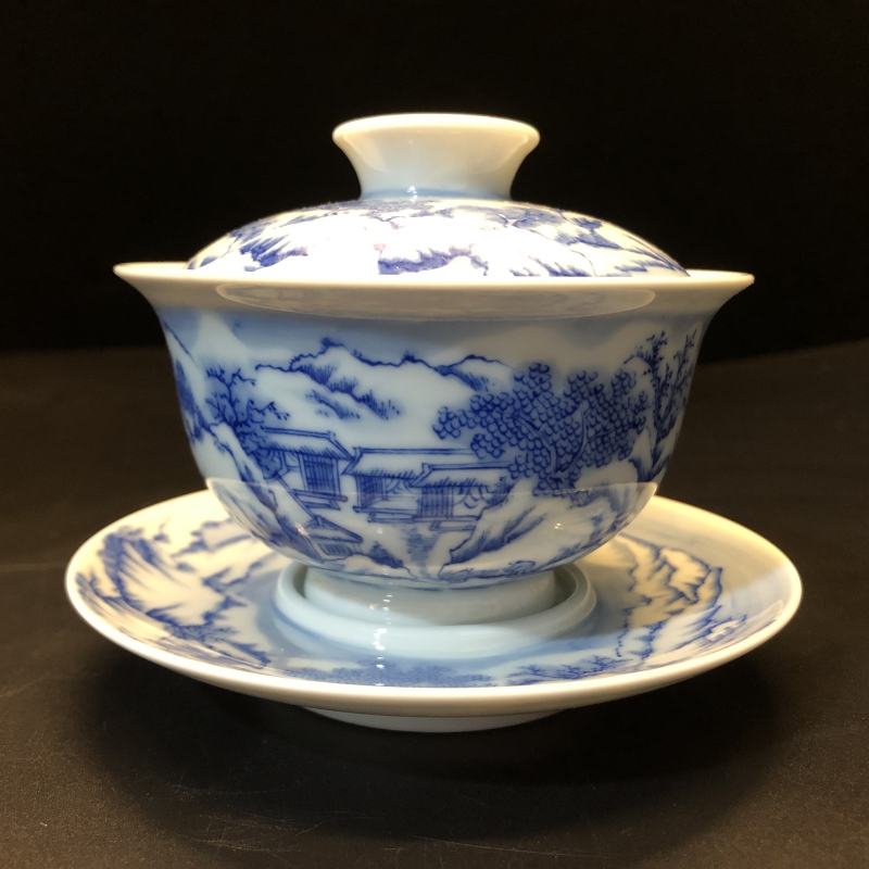 12.12/N300580/00468/龙序/青花雪景三才盖碗/口径9.9/高9/140cc