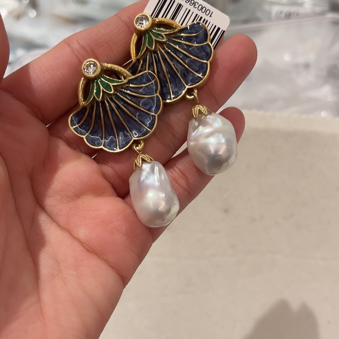 淡水珍珠耳饰合金
