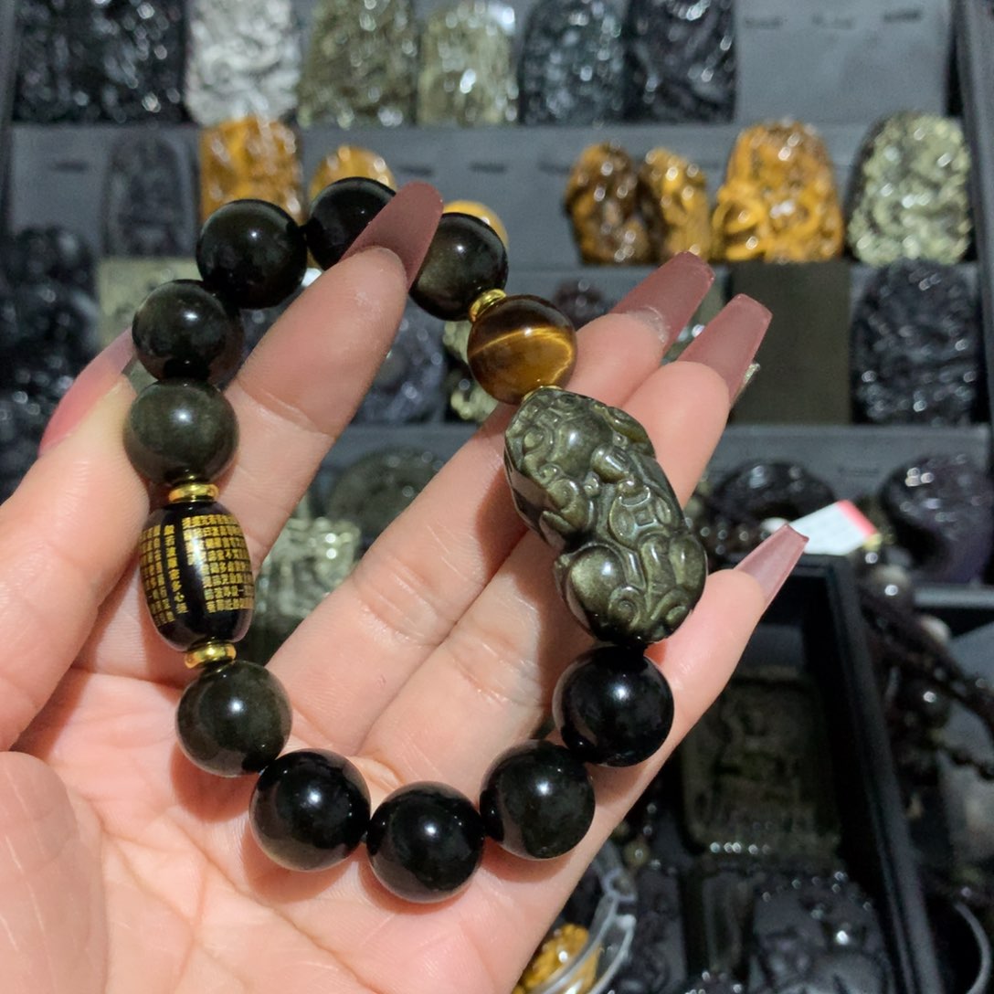 黑曜岩手链未镶嵌(****a