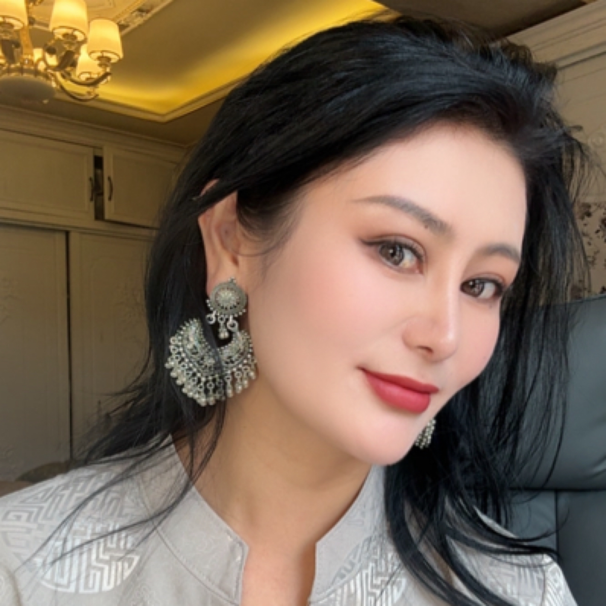 铜合金合成锆石耳饰 藏式风格单独耳环新款