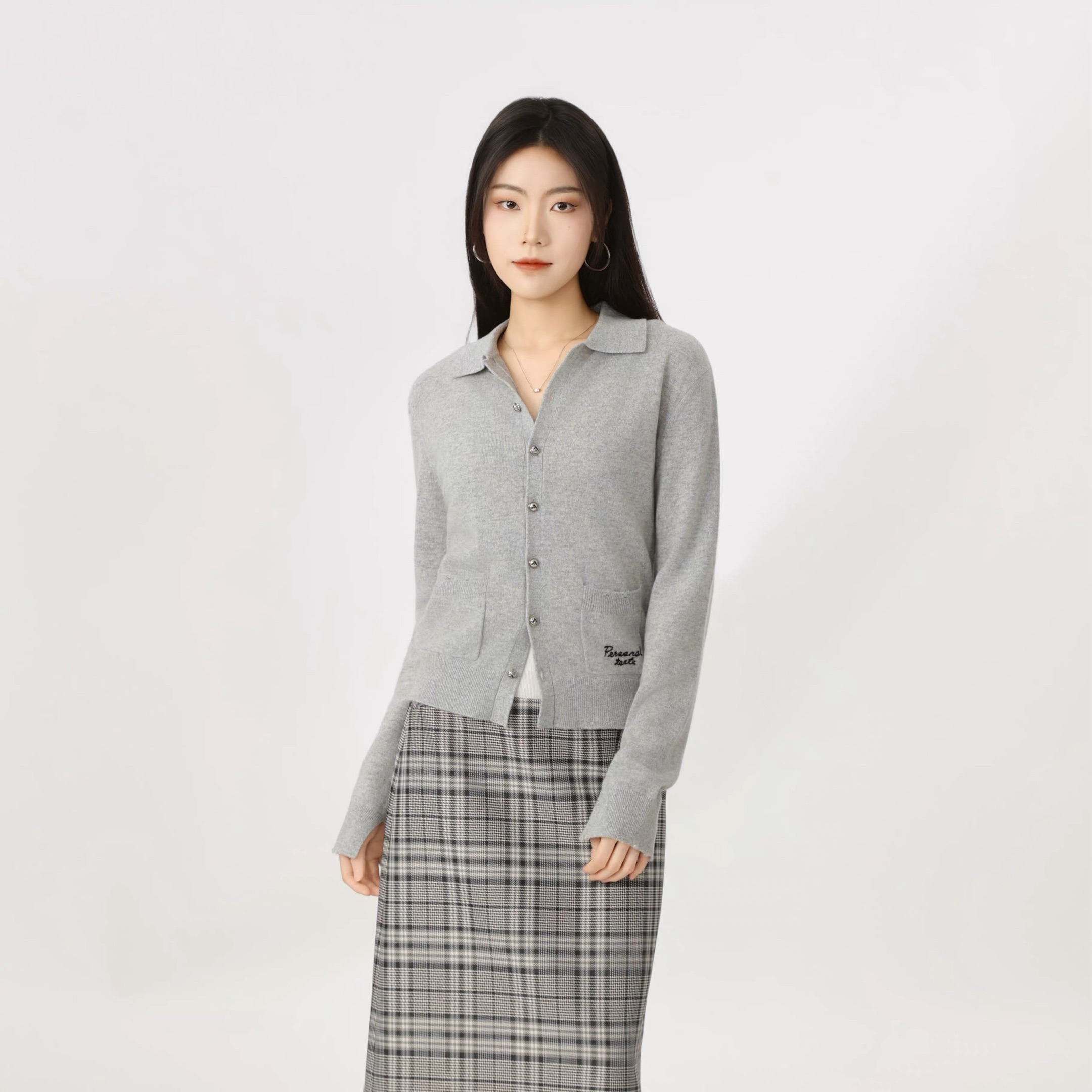 AMASS/阿玛施女针织毛针织衫刺绣亮片针织开衫针织长袖时尚548045