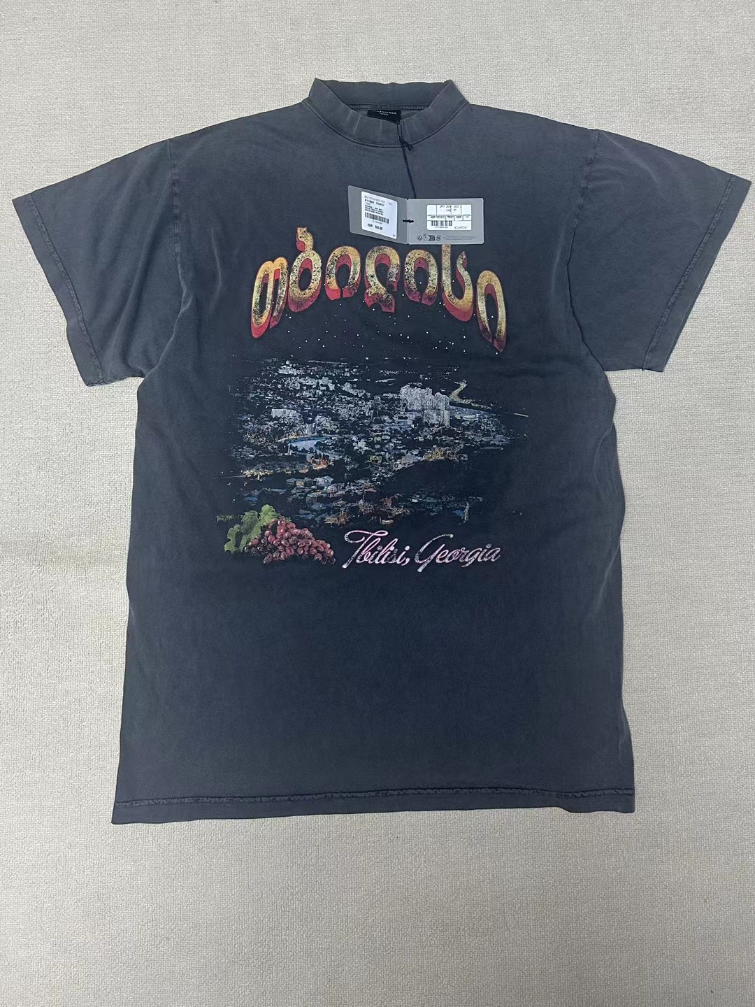 全新未使用 Balenciaga/巴黎世家 1码25格鲁尼亚第比利斯夜景短袖