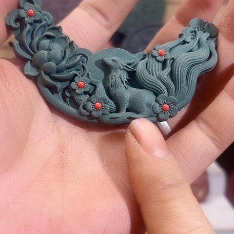 泥塑绿茶香方九尾狐平安锁福利价