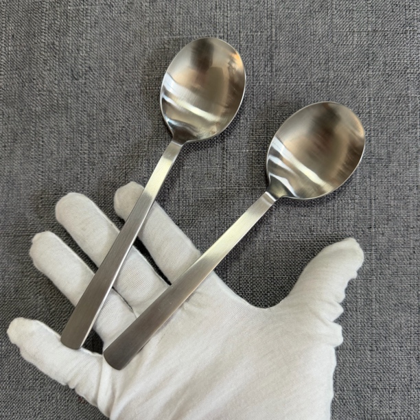 奥威微瑕沙光圆头主餐勺正餐勺饭勺两只