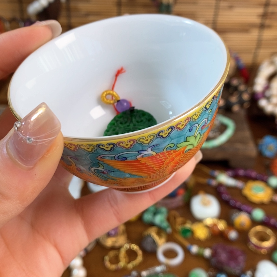 莲***音杯瓷器杯子漂亮漂亮