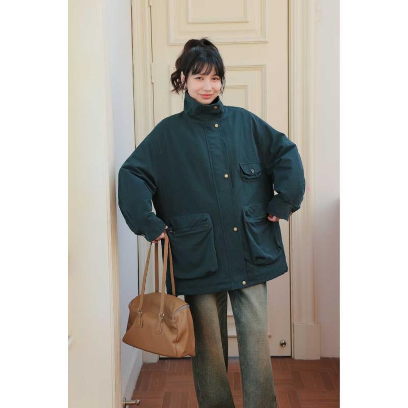 柚丁立领加绒加厚款厚款连帽休闲冬季时尚棉衣宽松棉服9A51E26900