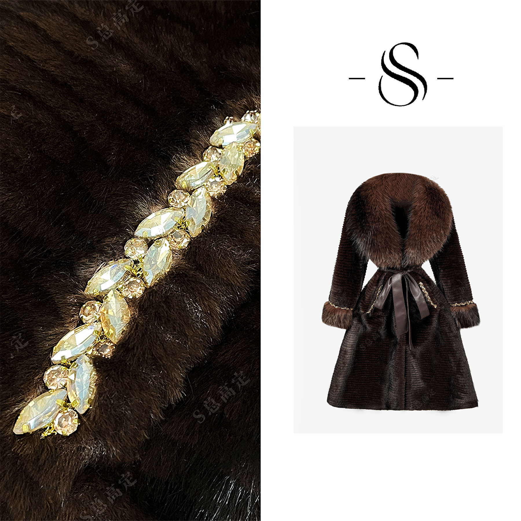 【妮妮】冬季中长款毛领冬季加绒加厚款短外套风衣重工D0353