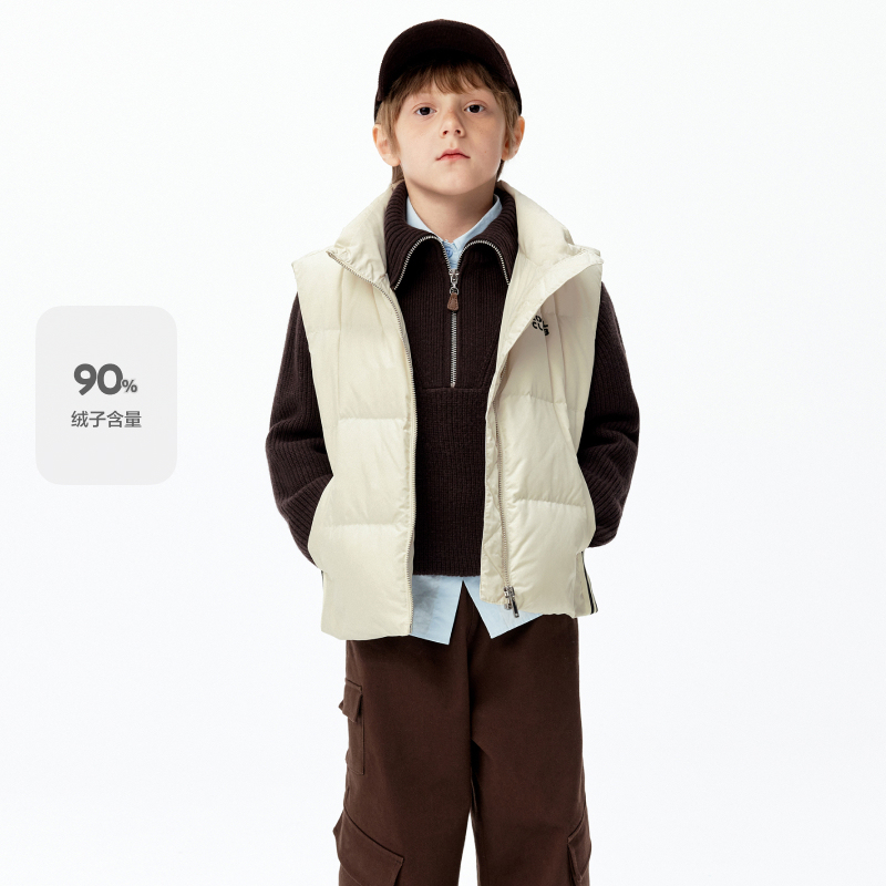 90鸭绒littlemoco童装25冬装新款男女童羽绒服马甲