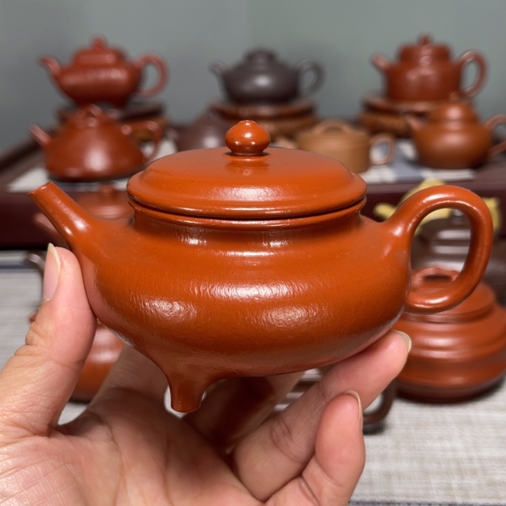 茶壶紫砂全手工制作三足170cc