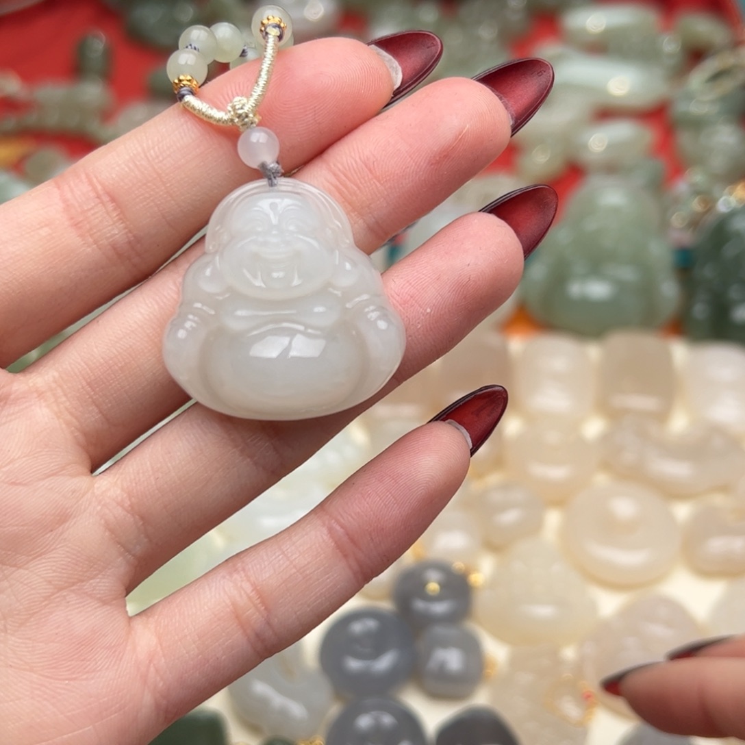 和田玉耳饰未镶嵌暖****^