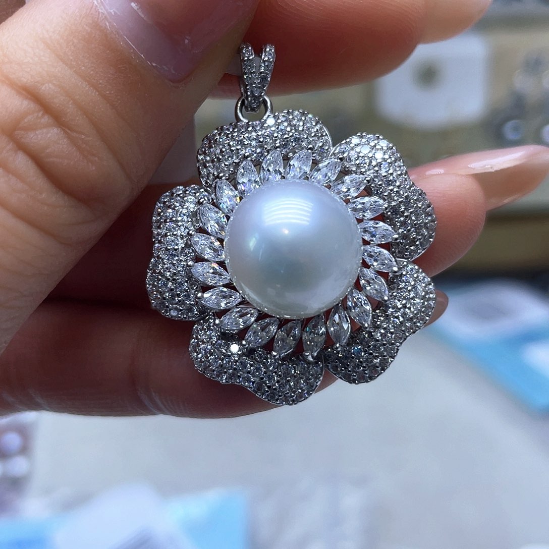 海水珍珠颈饰银S925镶嵌