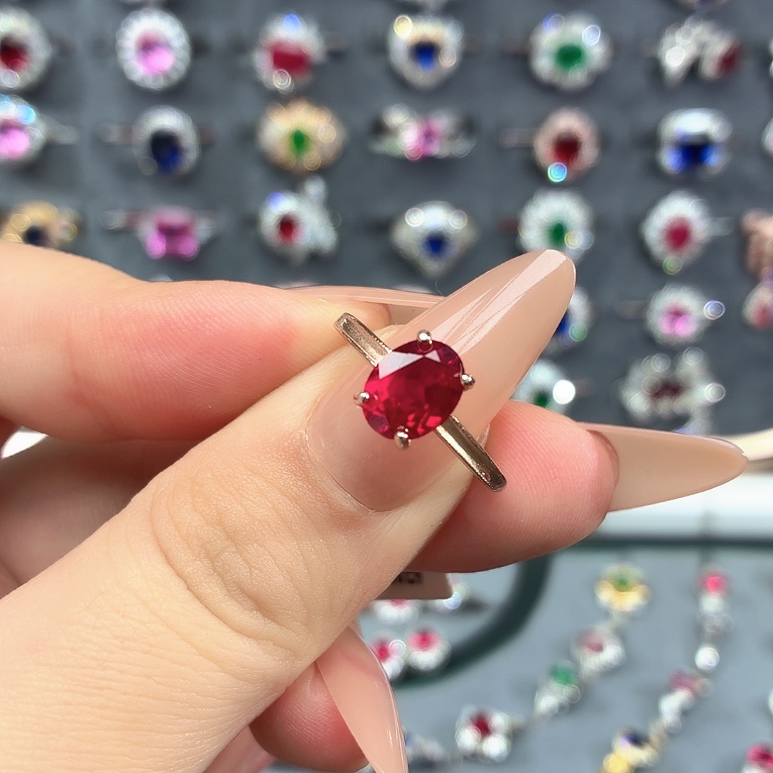 925银培育鸽血红色宝石