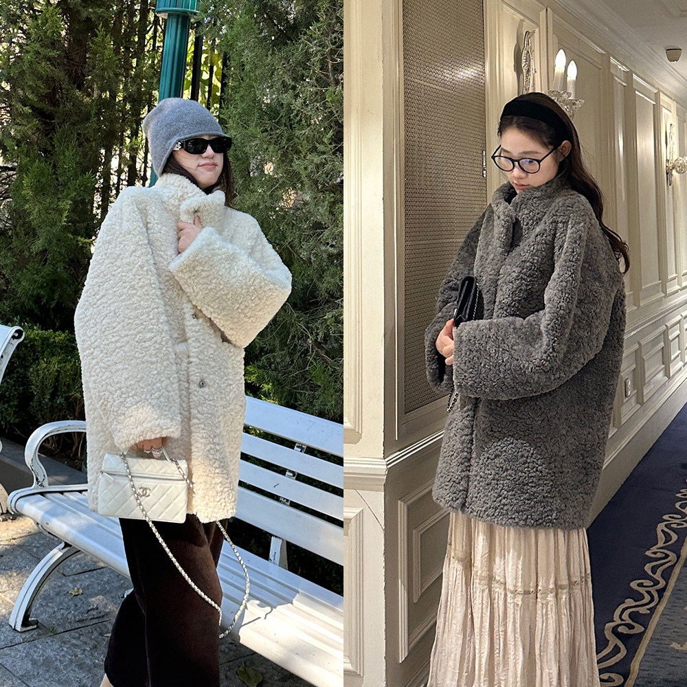 杰瑞【暖呼呼】冬季新款慵懒感中长款廓形复古高级毛茸茸外套