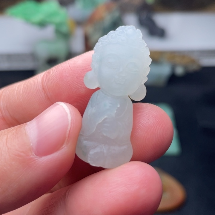 定制翡翠未镶嵌精品毛货翡翠宝宝佛