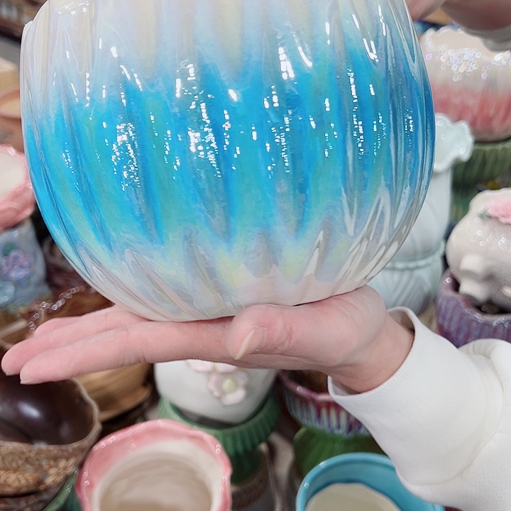 有孔，凑单福利满10元发货陶瓷多肉花盆！