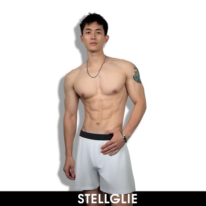 stellglie男士精梳棉居家裤纯色收腹舒适高弹大包臀居家休闲短裤