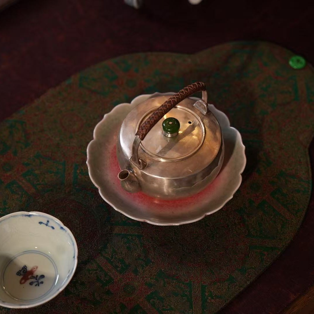 宝相花 香云纱茶席 海棠型家用