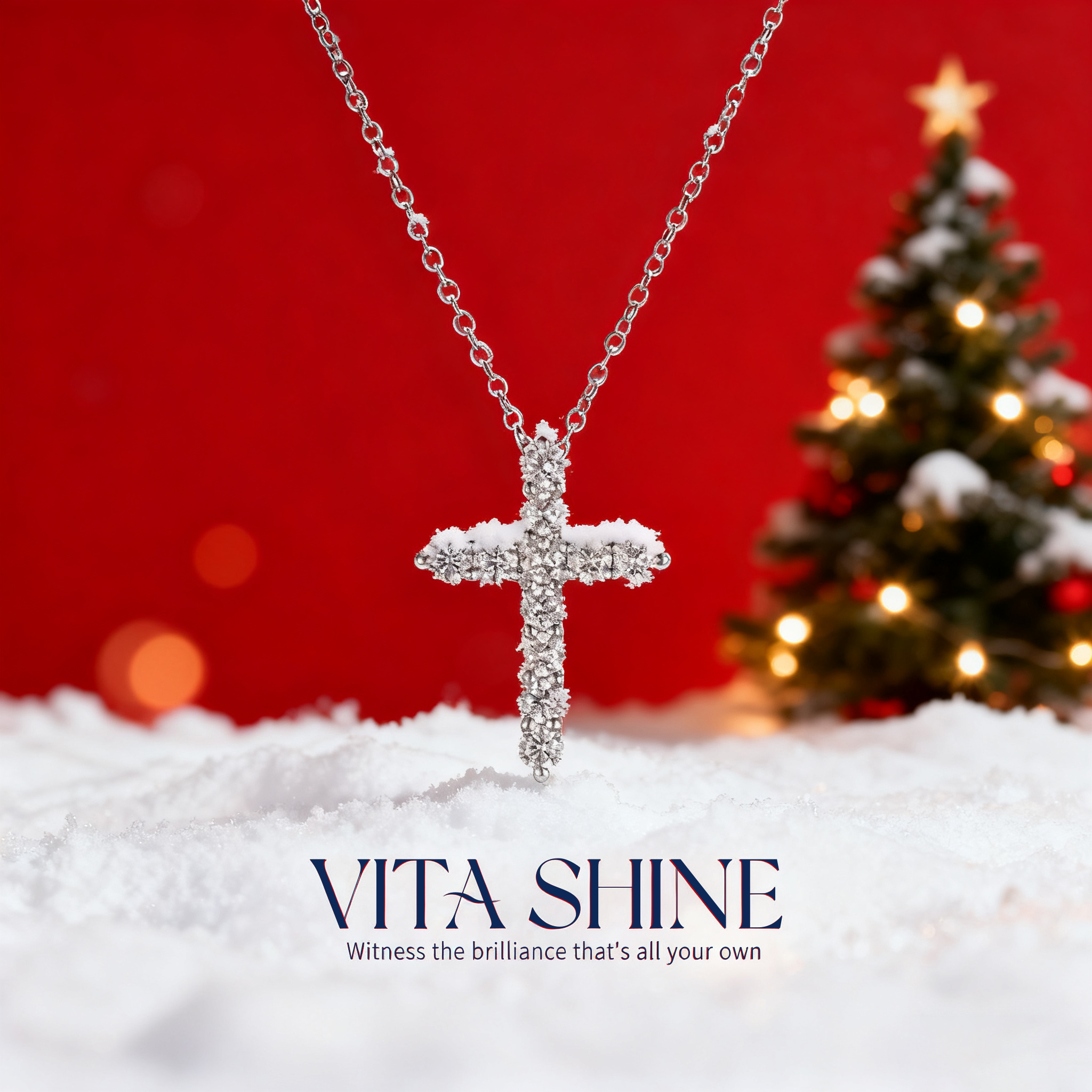 实验室培育钻石【圣佑】十字架吊坠1.1ct吊坠 赠银链培育钻石