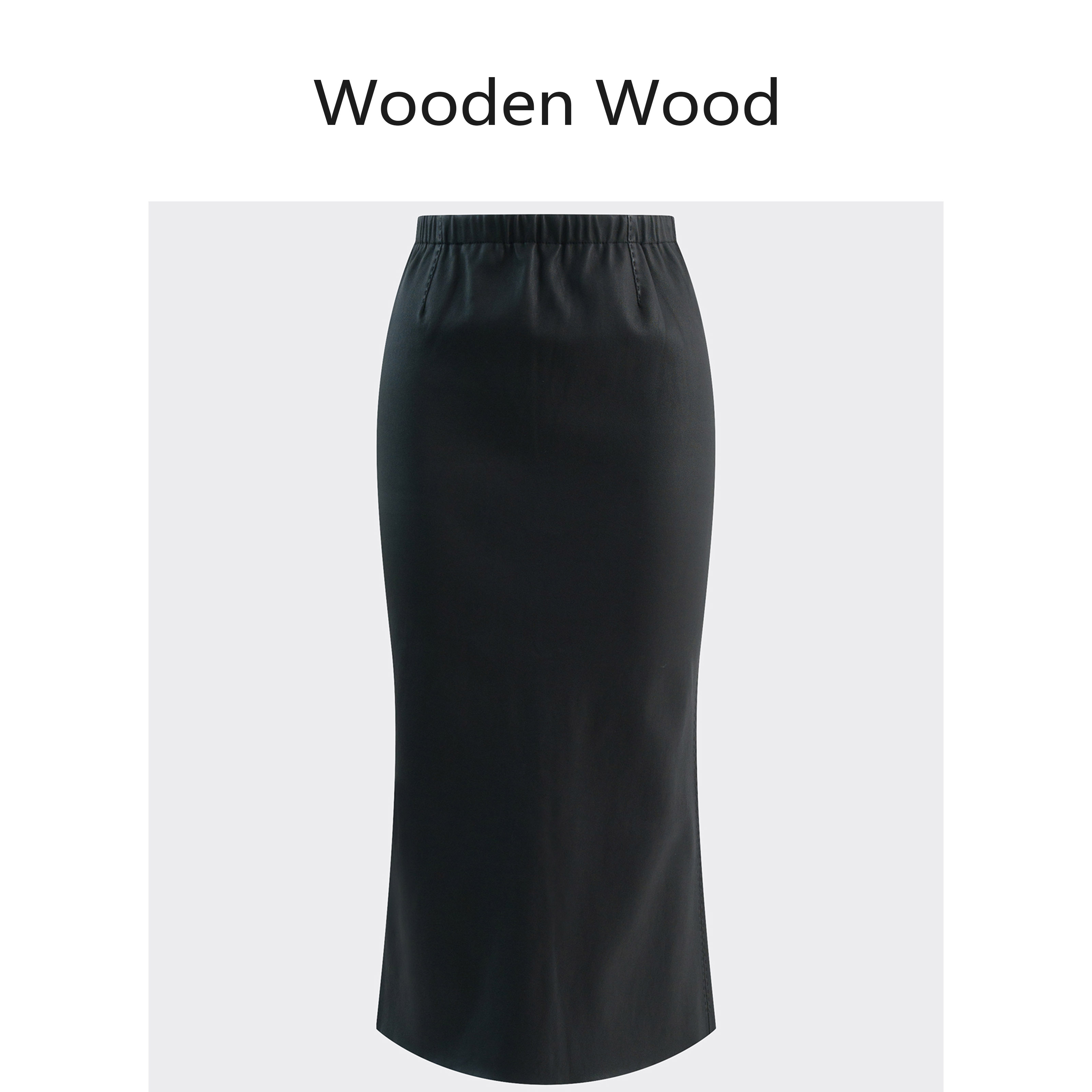 Wooden Wood“燕尾蝶”贵气高级小众设计感松紧腰开叉皮半身裙女i68