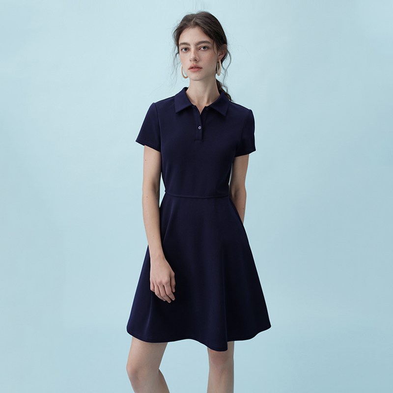 自巧[海岛假日]小个子女装短款polo连衣裙收腰显瘦裙子 25ZQ92070