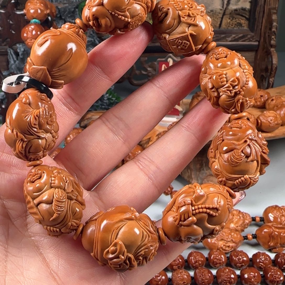 橄榄核手串/手链宽2.2梅林核八宝弥勒佛