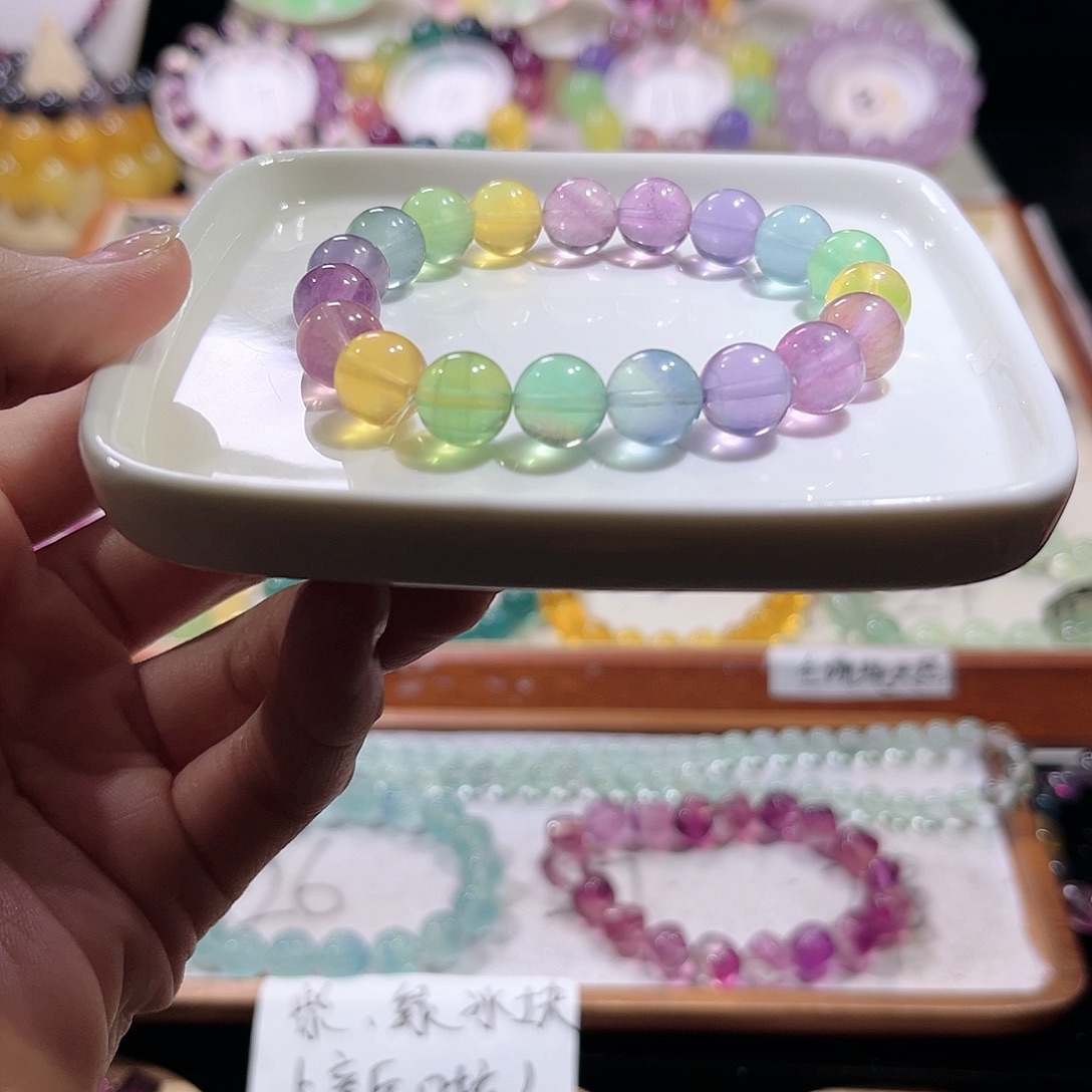未镶嵌手链萤石彩虹单圈10