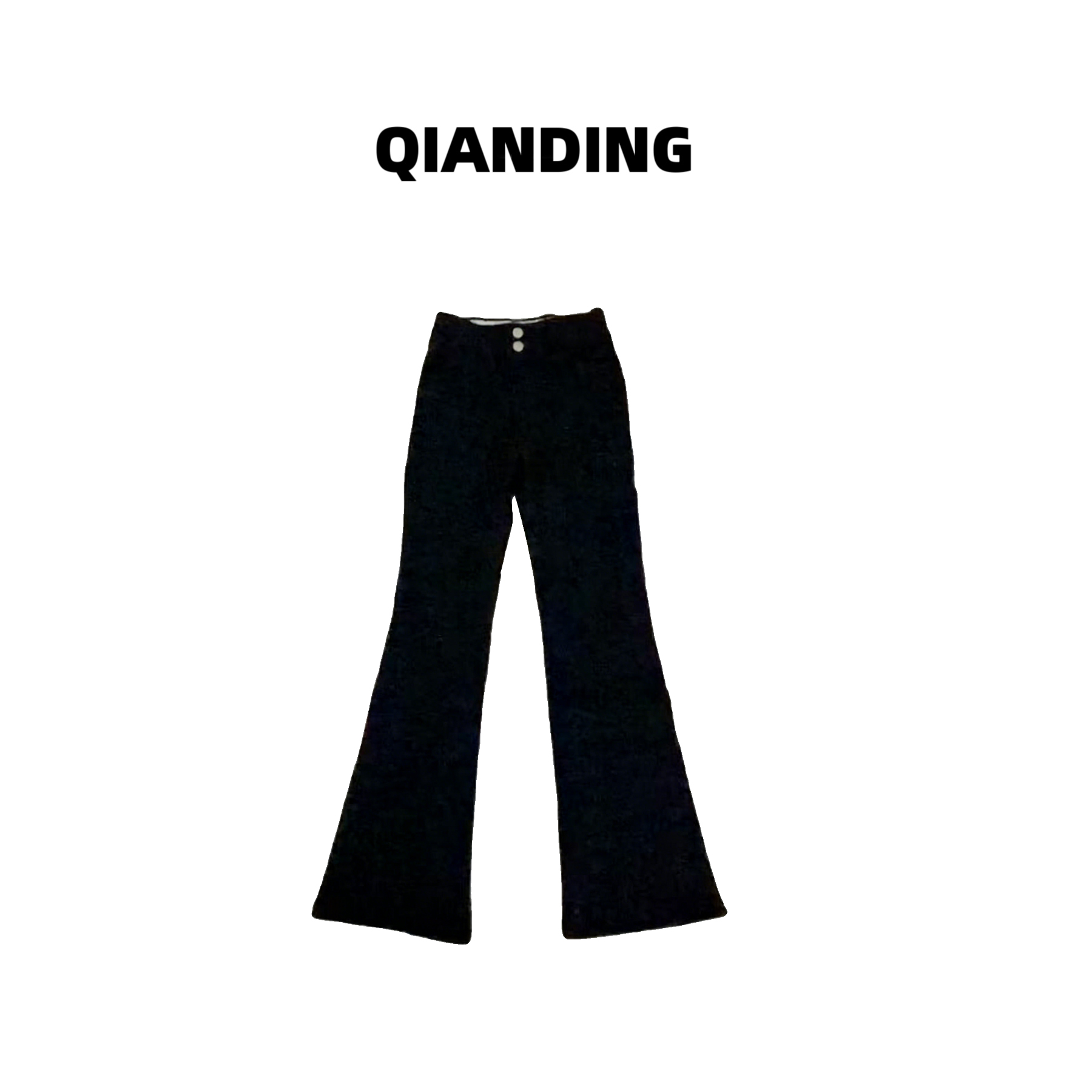 【QIANDING】“羊毛蚕丝超模裤”舒适微喇裤2610