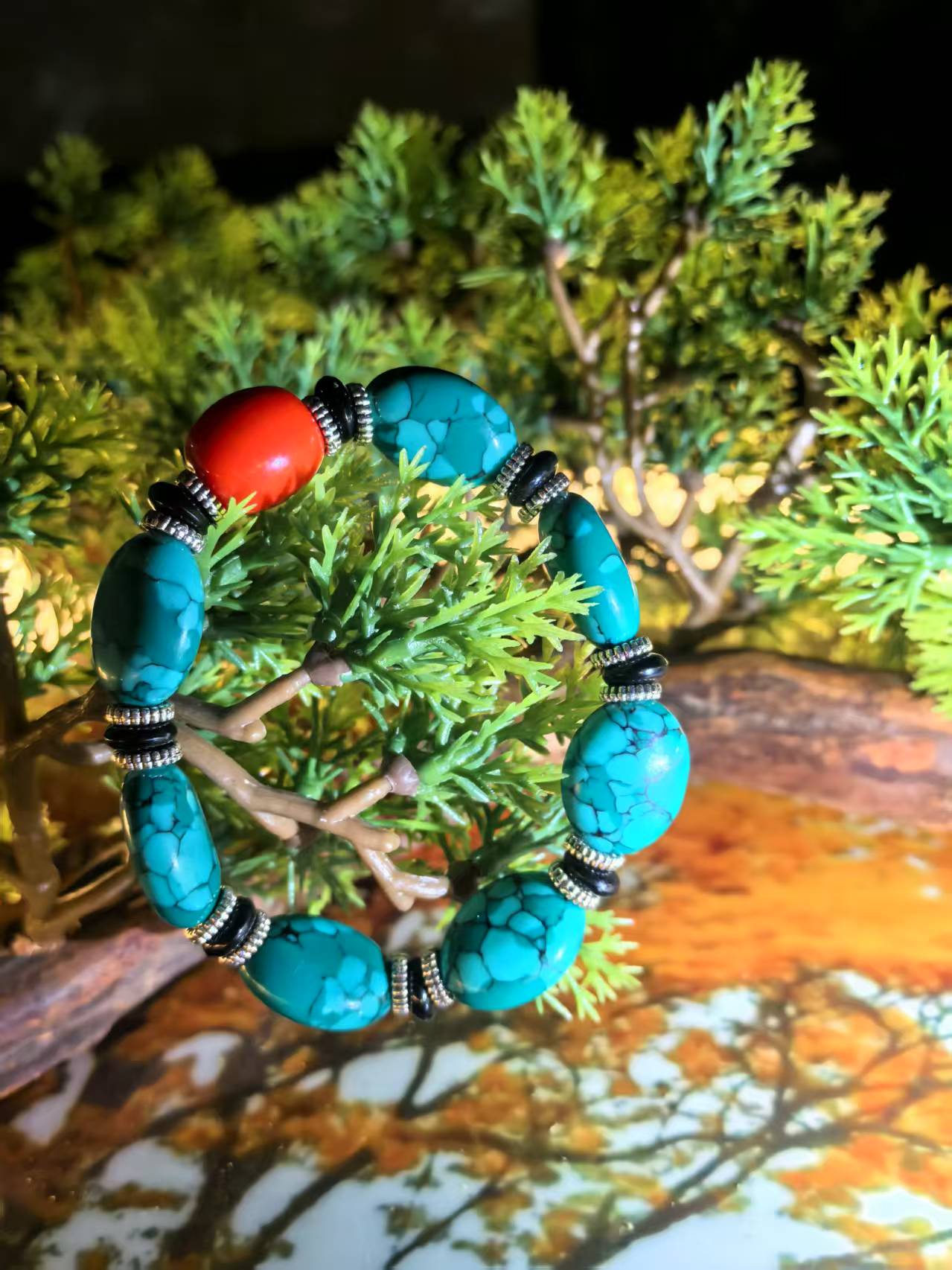 LSS0575 绿满花松宝手串（无礼盒）