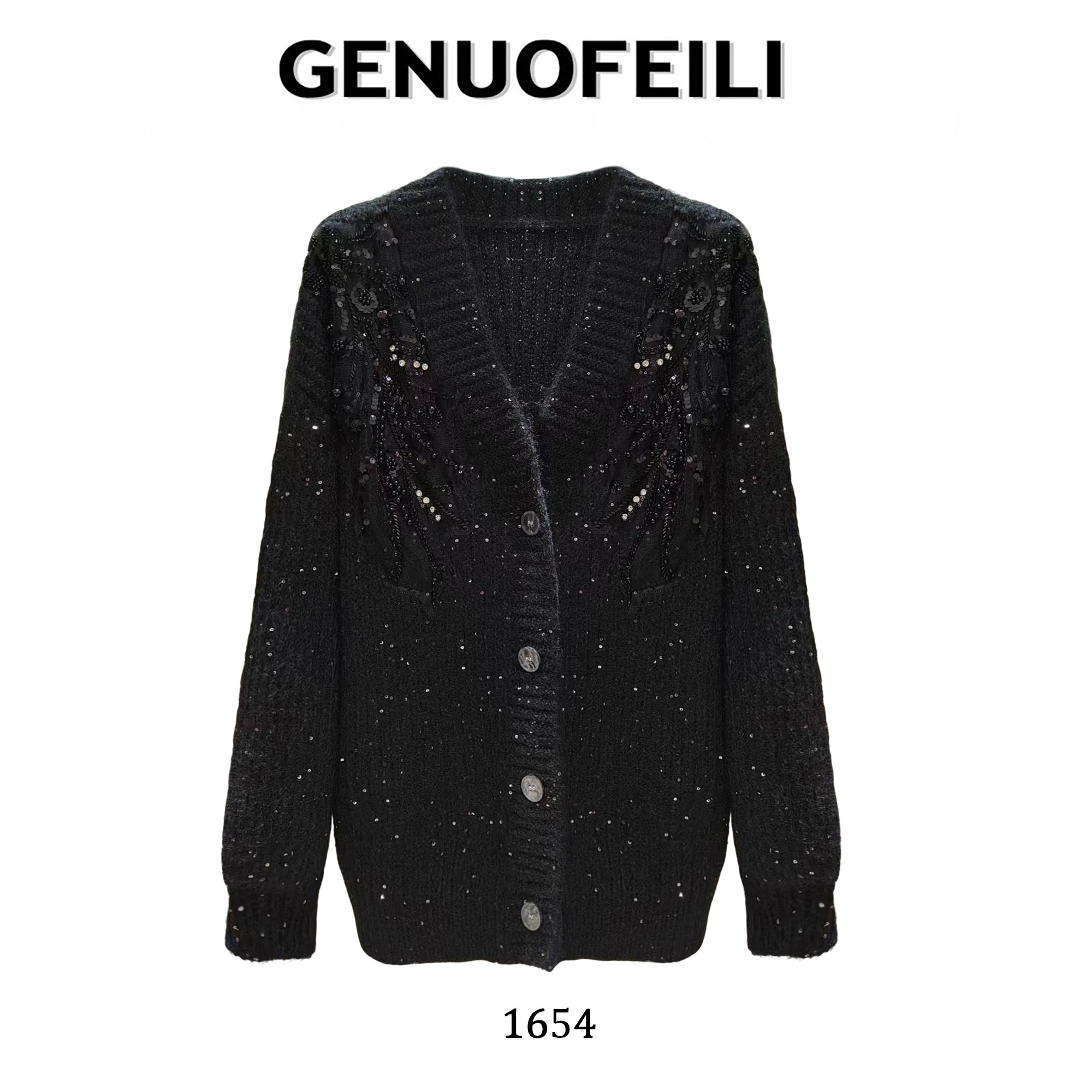 【COCO LESLEY 】2025新款 加绒加厚秋冬时尚开衫 重工刺绣羊毛开衫