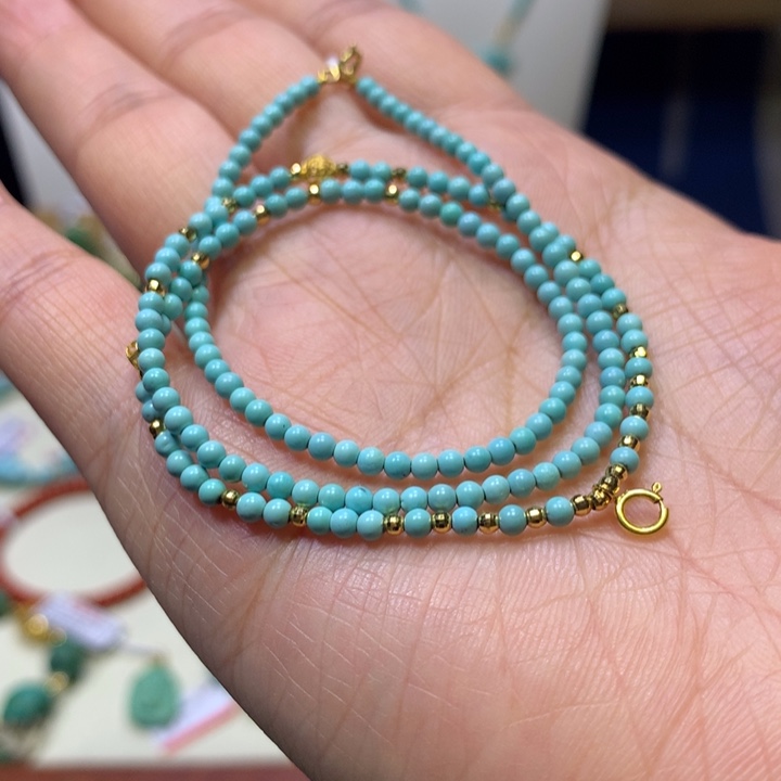 绿松石18K金镶嵌万能链