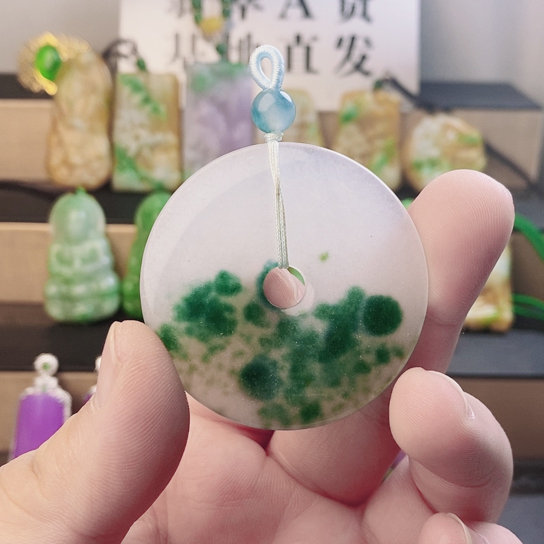 翡翠银S925镶嵌吊坠(赠链)