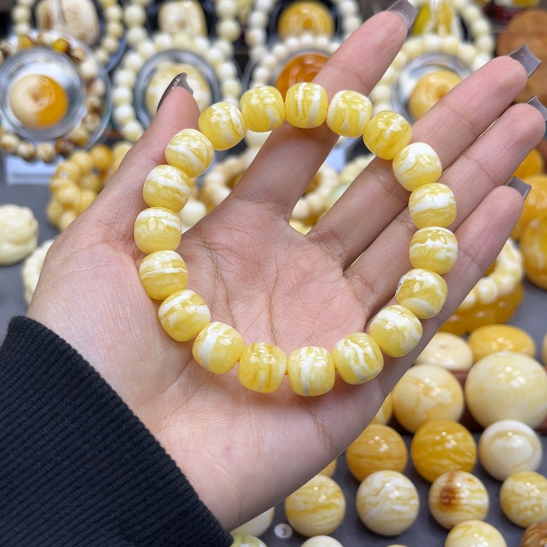 琥珀未镶嵌手串11+