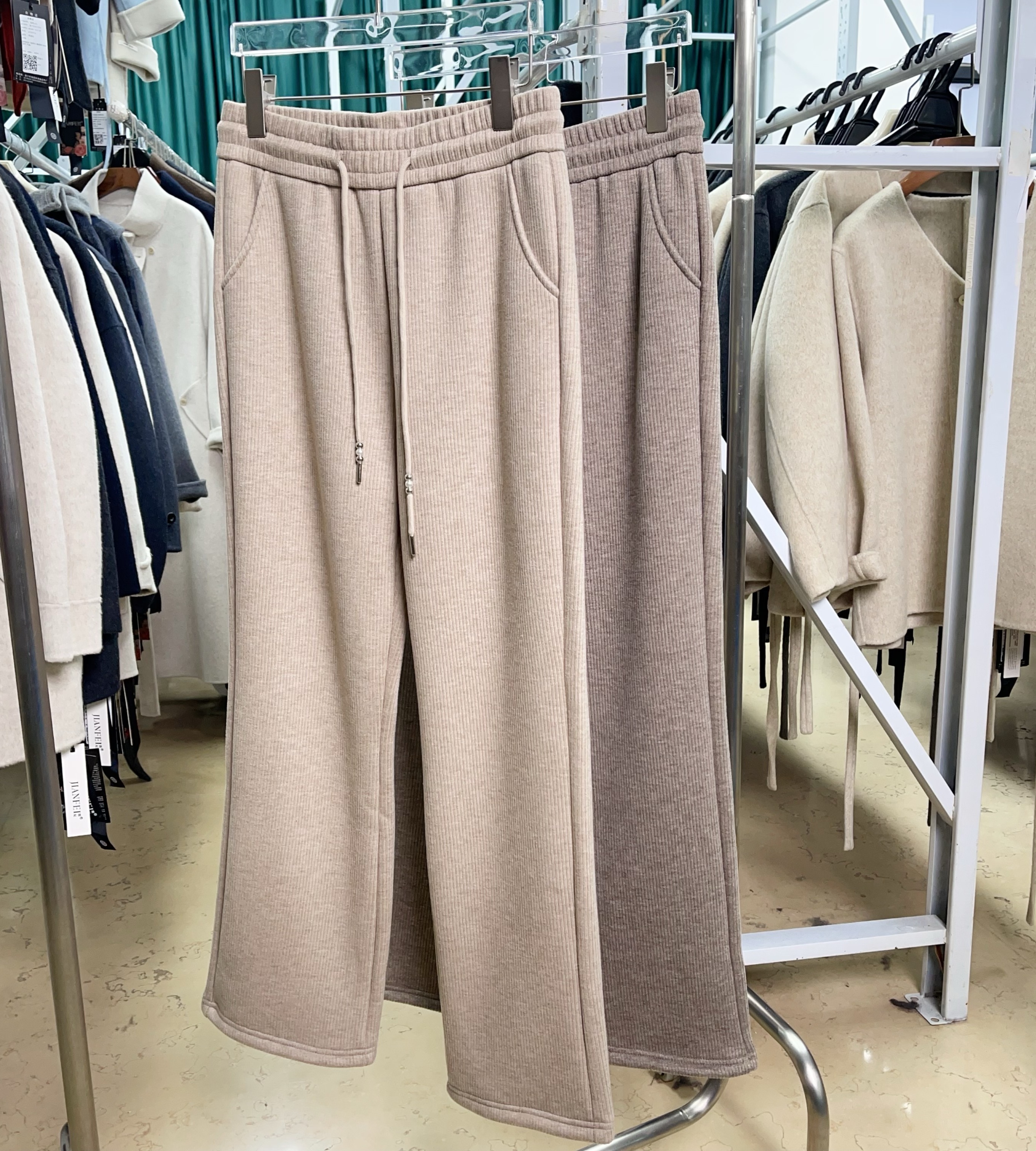 JGJ2736 （聚水潭）拼接纯色透气直筒裤阔腿裤百搭长裤女士休闲裤