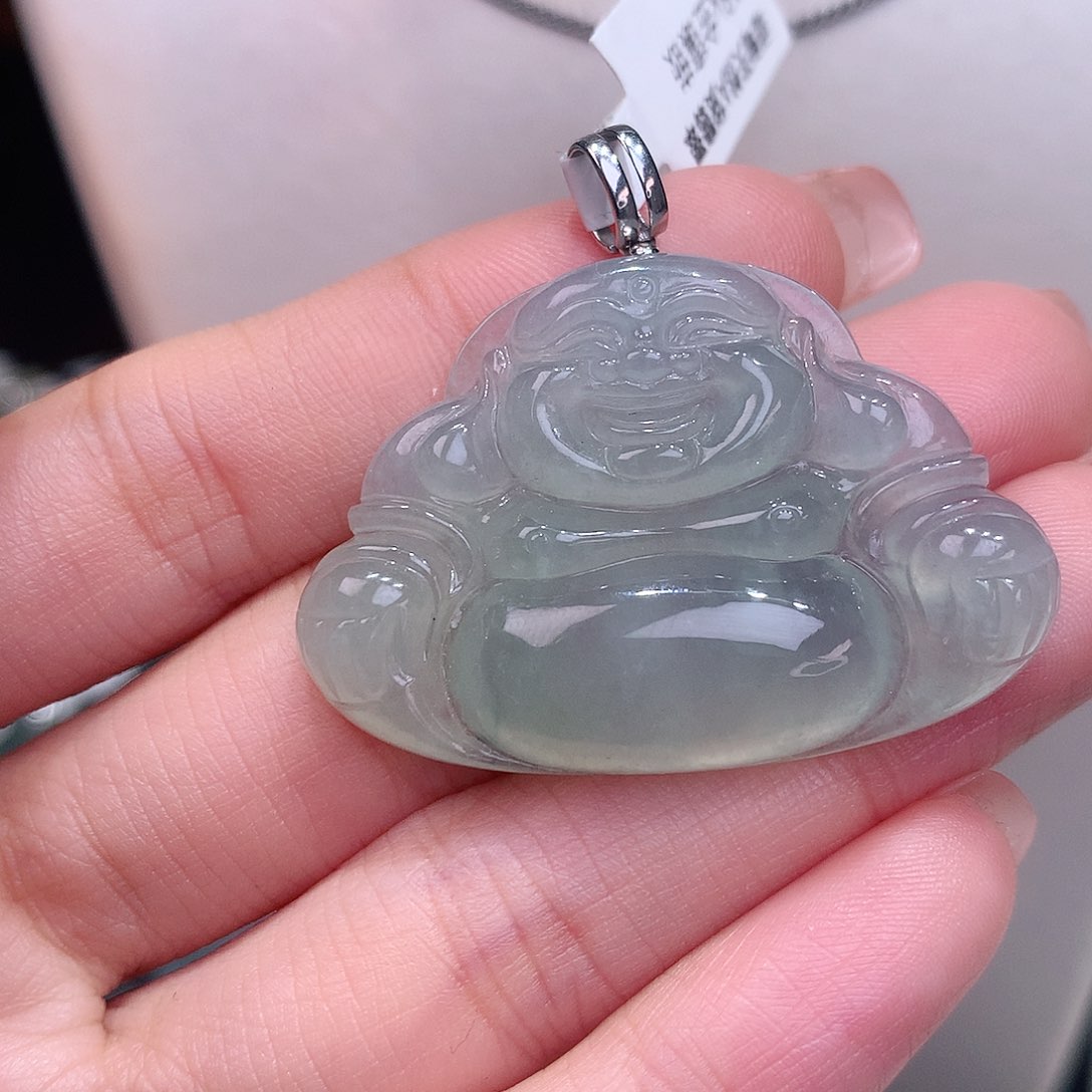 颈饰18K金镶嵌翡翠晴底大佛公