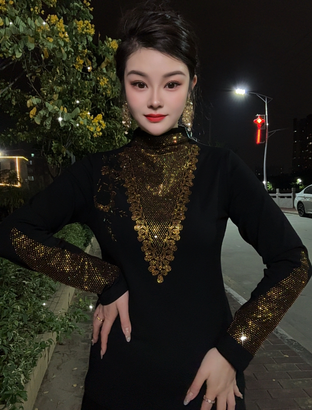 【网红爆款822#加绒】打底衫女内搭秋冬时尚烫钻上衣修身显瘦