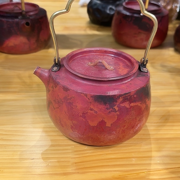 紫铜手工制作摆件提梁北村淬火色