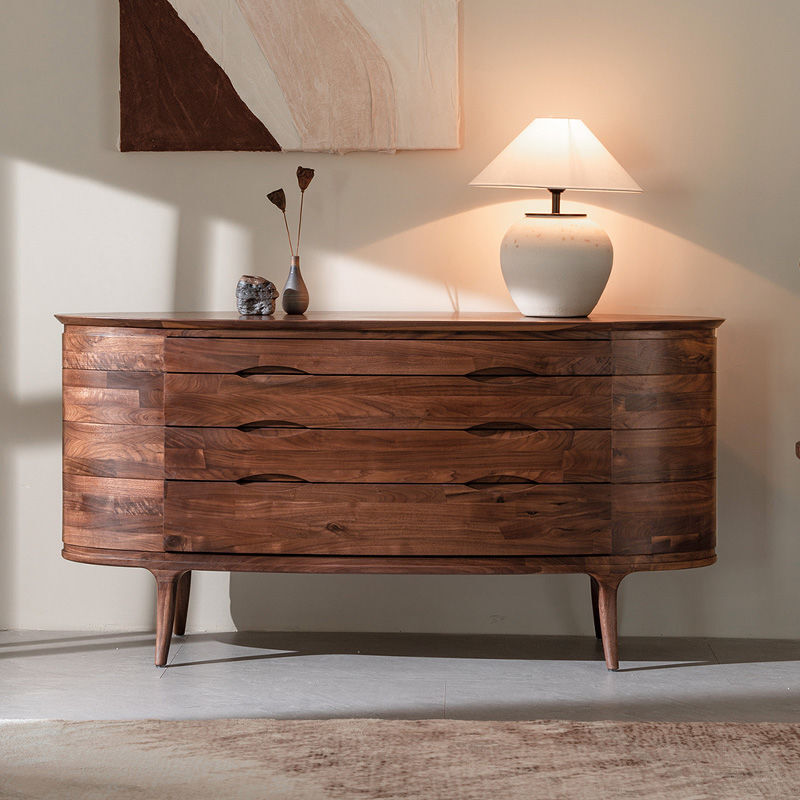 北美黑胡桃木四斗大储物柜大容量实用高颜值木纹