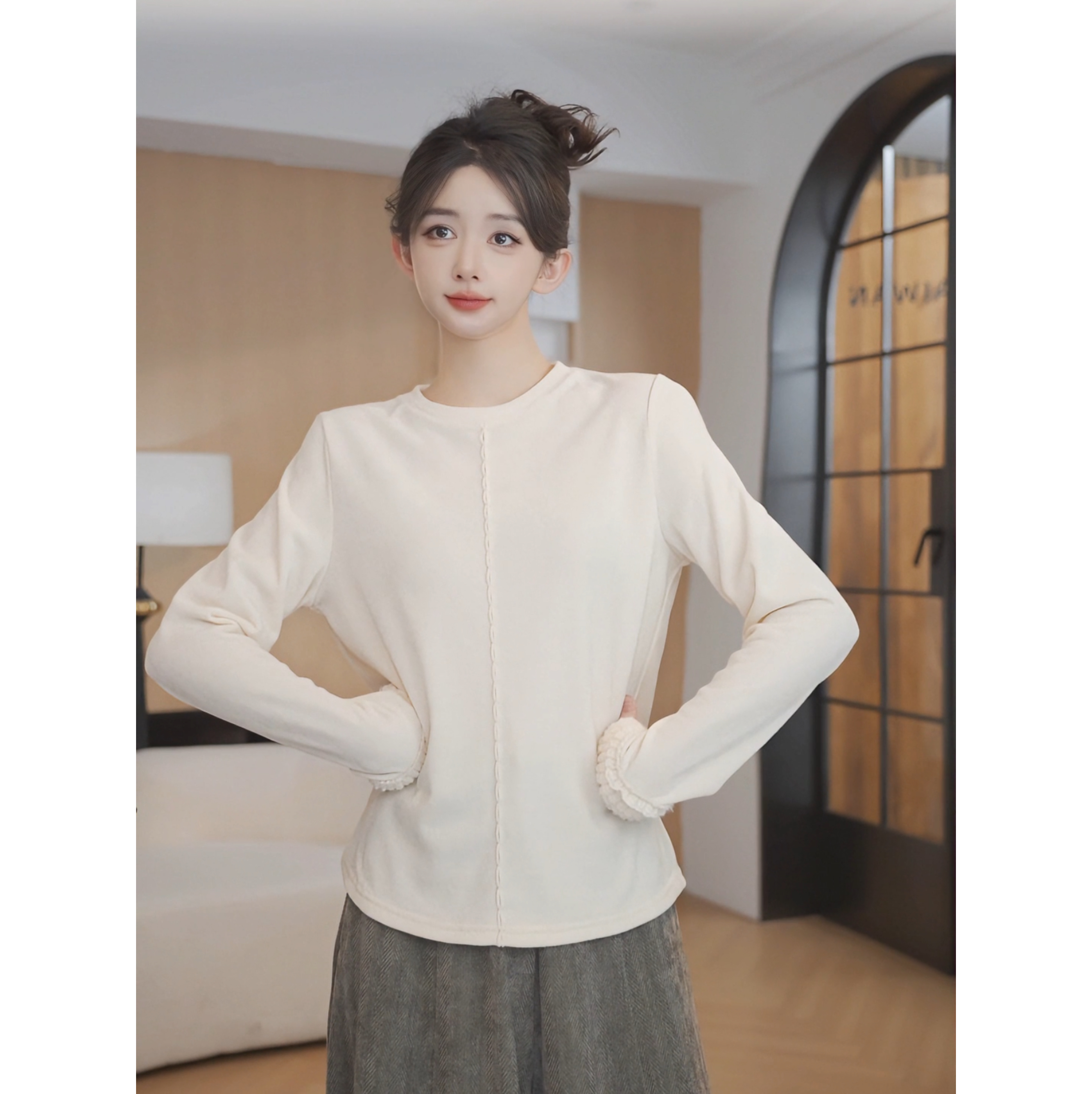 余紫绮【蔷薇】休闲风纯色女气质打底内搭TYA2588017