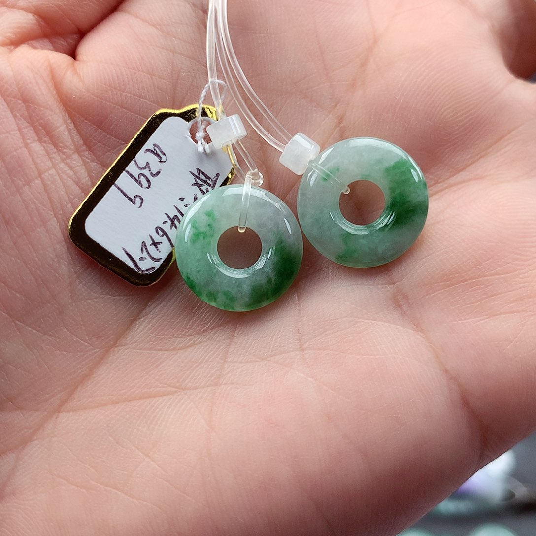 翡翠耳饰未镶嵌妮*@甜甜圈