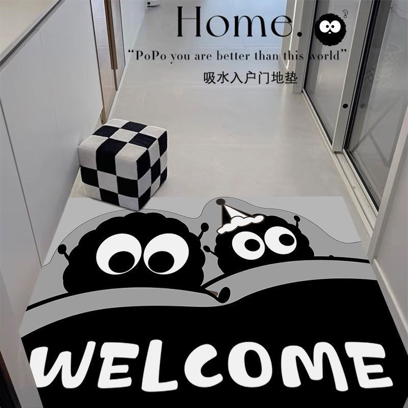 卡通硅藻泥入户门地垫可爱吸水防滑进门脚垫家用耐脏速干玄关门垫
