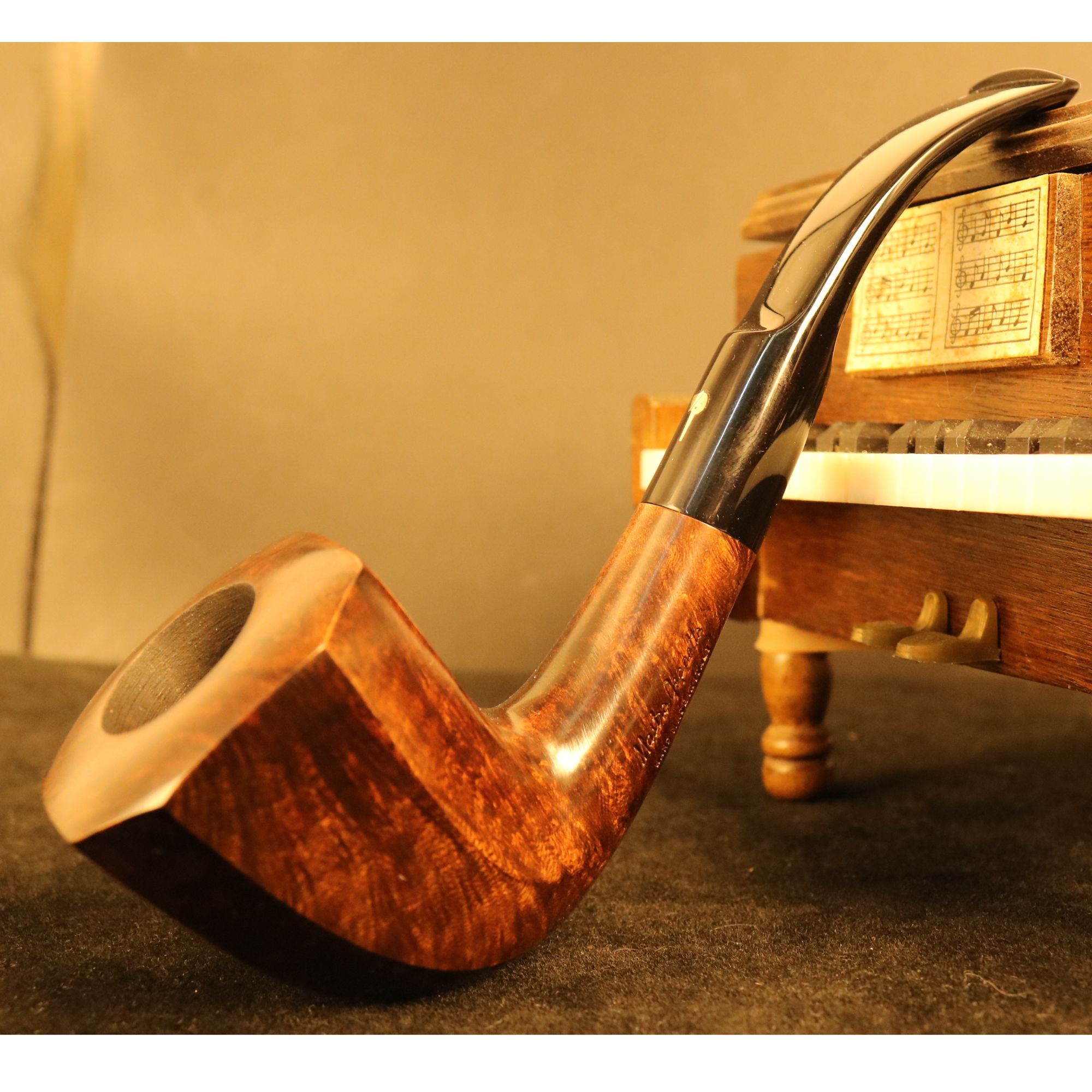 意大利提线木偶光面号角手工石楠木烟斗